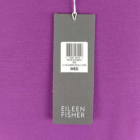 Eileen Fisher V Neck Surplice Purple Dress - Picture 5 of 8